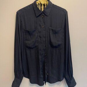 Banana Republic balloon sleeve blouse in navy